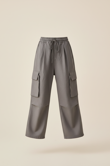 Pantalon Baggy Gris Cargo Ample Décontracté Enfant - Toile - vue 3