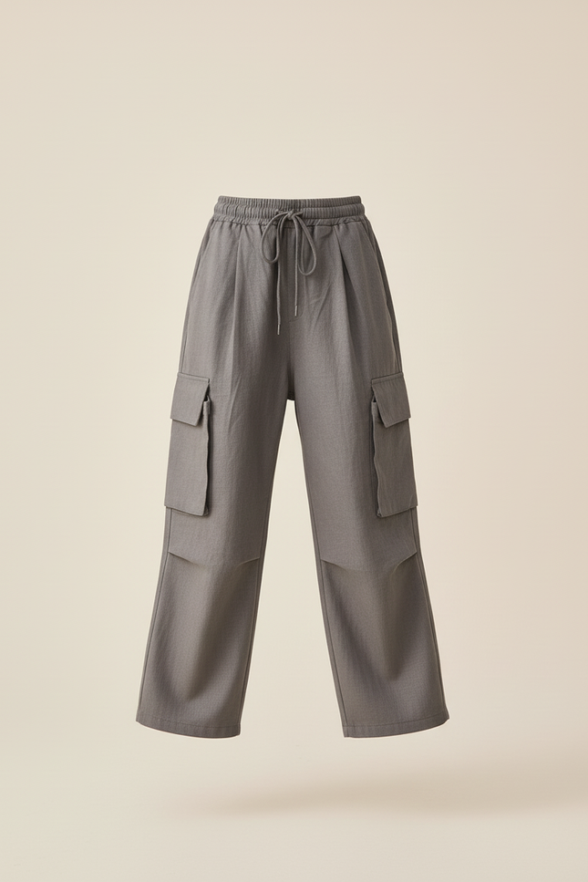 Pantalon Baggy Gris Cargo Ample Décontracté Enfant - Toile - vue 3