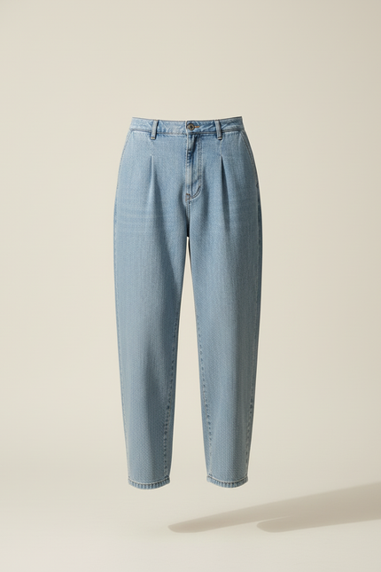 Pantalon Baggy Bleu Jean Ample Plissé Décontracté Homme - vue 3