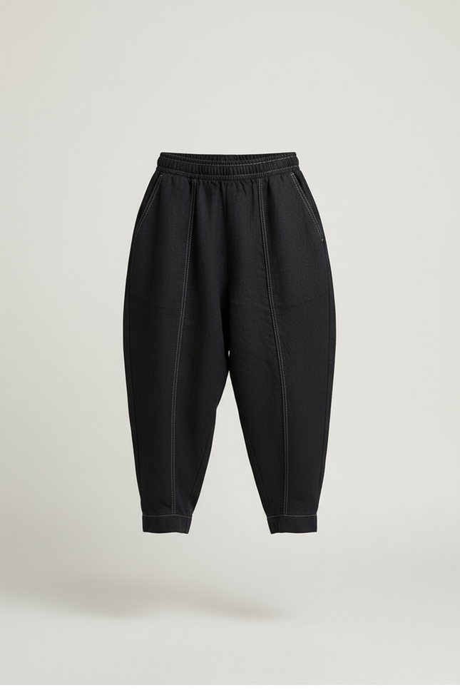 Pantalon Baggy Noir Ample Coton Enfant Simple - Lin - vue 3