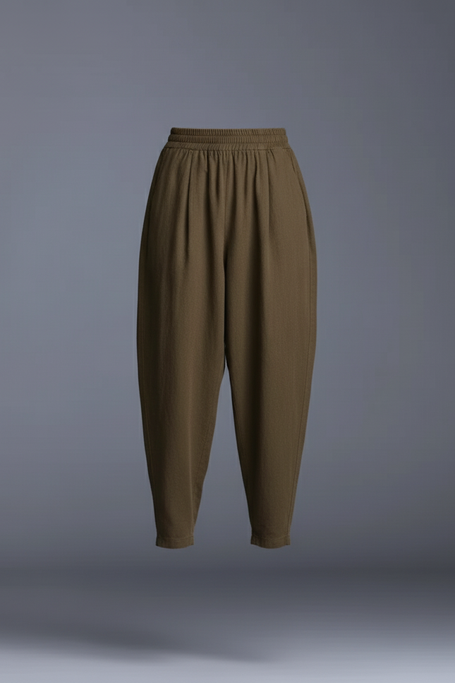 Pantalon Baggy Kaki Lin Ample Décontracté Fluide - vue 3