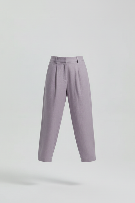 Pantalon Baggy Lilas Lin Plissé Ample Fille - Violet - vue 3