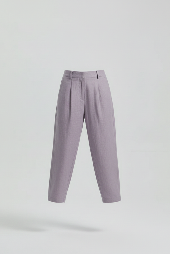 Pantalon Baggy Lilas Lin Plissé Ample Fille - Violet - vue 3