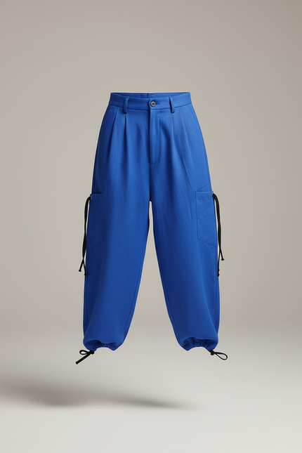 Pantalon Baggy Bleu Royal Ample Enfant Coton - Molleton - vue 3