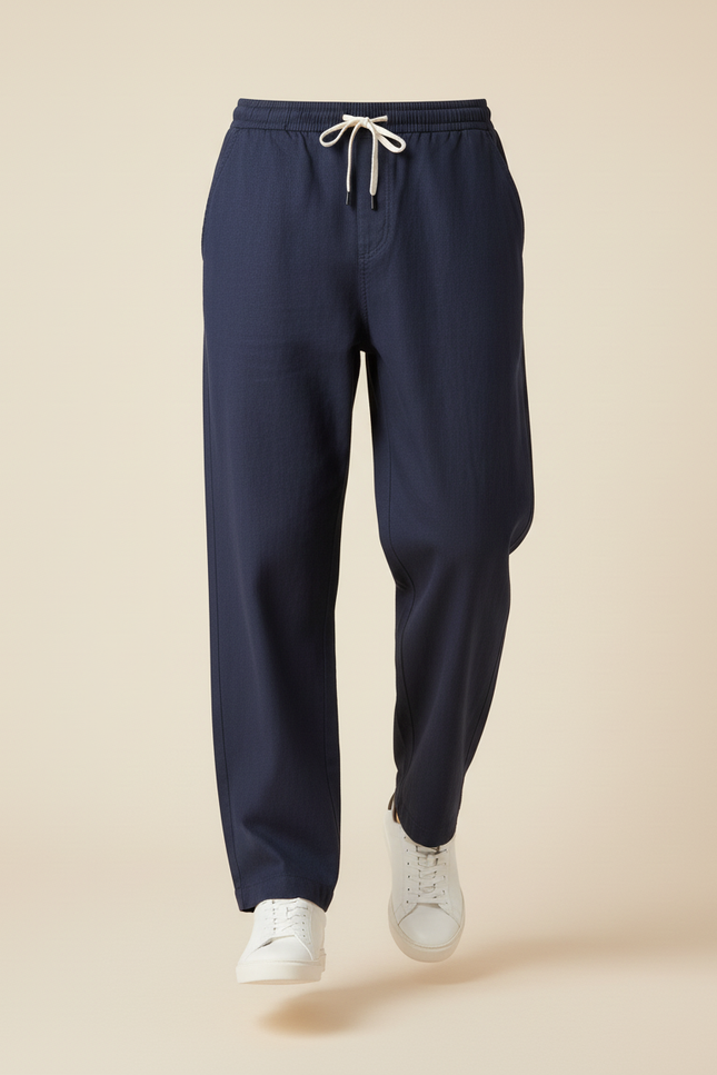 Pantalon Baggy Marine Ample Lin Cordon Homme - vue 3
