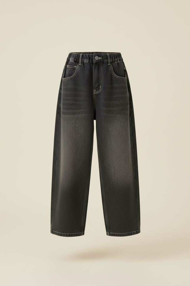 Pantalon Baggy Denim Gris Ample Décontracté Enfant - Jean - vue 3