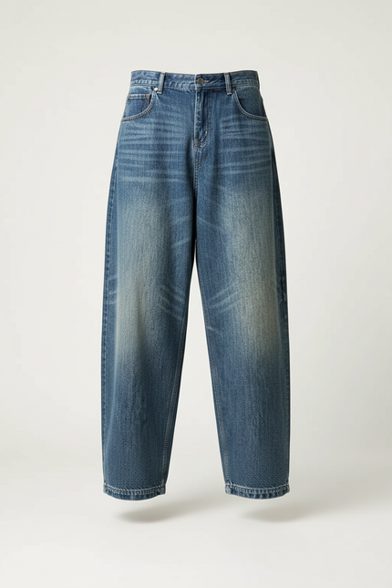 Pantalon Baggy Jean Bleu Délavé Ample Streetwear Homme - vue 3