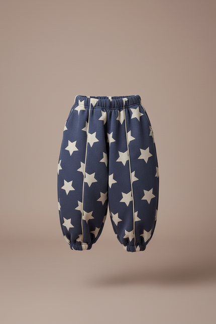 Pantalon Baggy Bleu Marine Étoiles Ample Molleton Enfant - vue 3