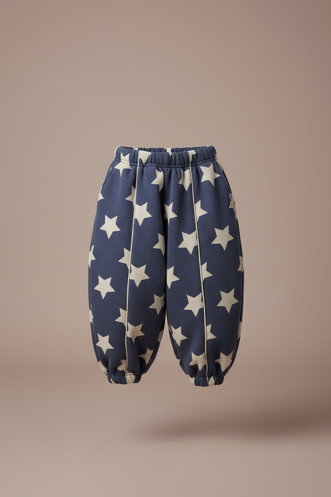Pantalon Baggy Bleu Marine Étoiles Ample Molleton Enfant - vue 3