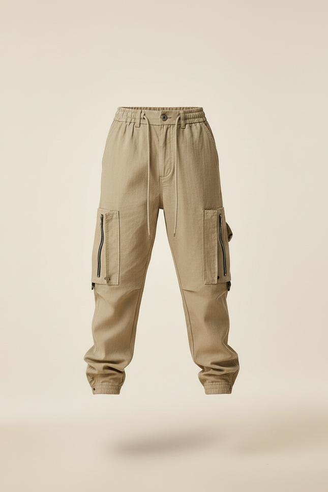 Pantalon Baggy Kaki Cargo Ample Coton Enfant Style Urbain - vue 3