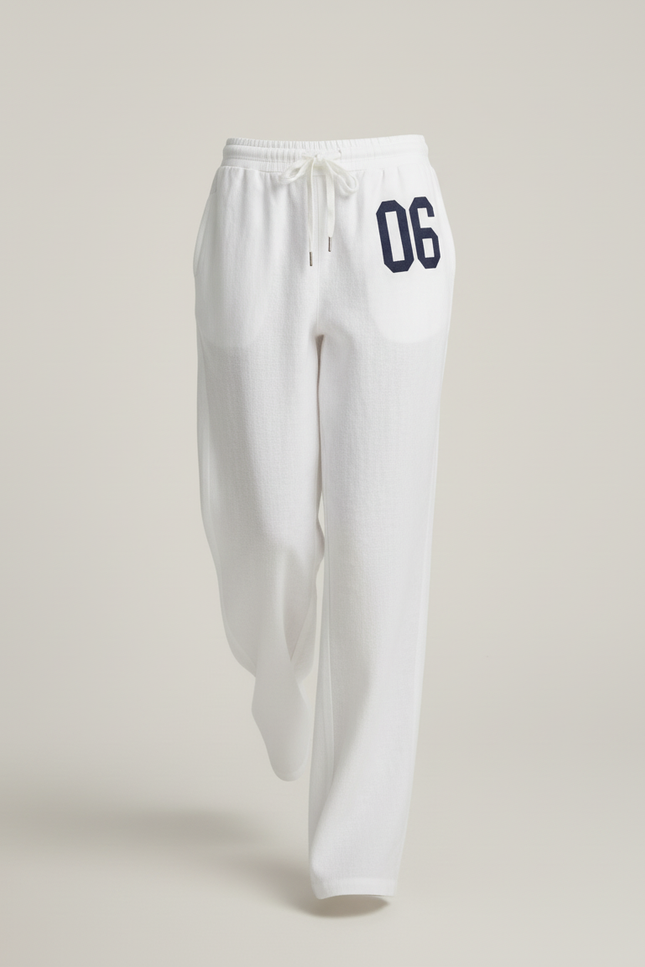 Pantalon Baggy Blanc Ample Droit Cordon Numéro - Lin - vue 3