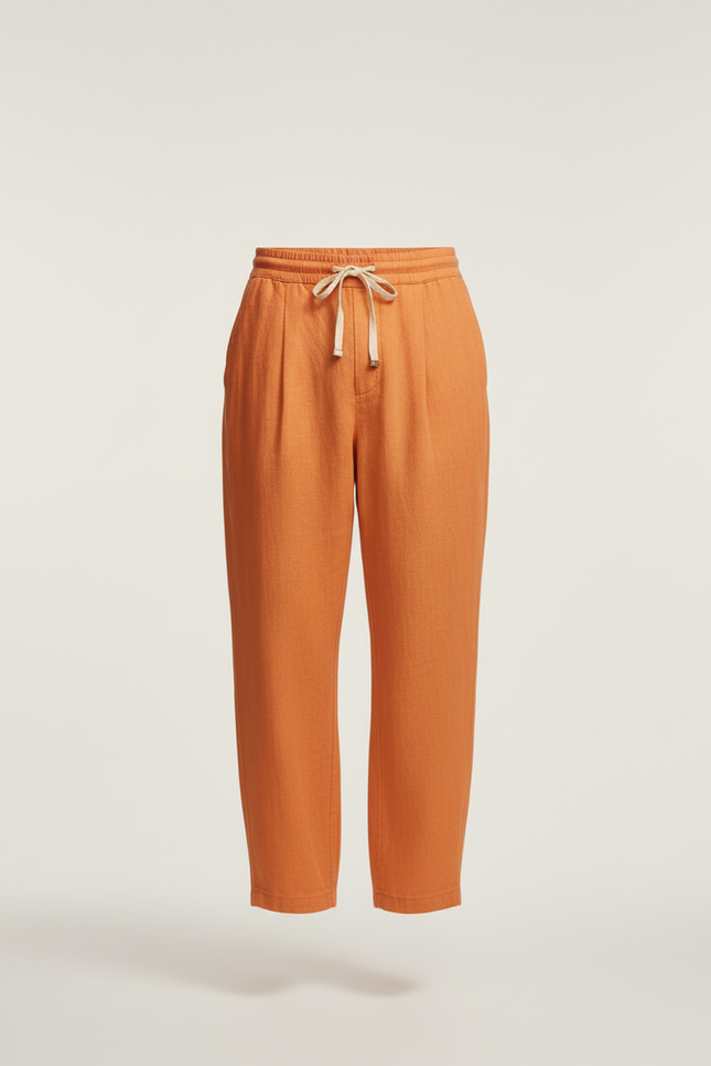 Pantalon Baggy Lin Orange Ample Décontracté Homme - vue 3