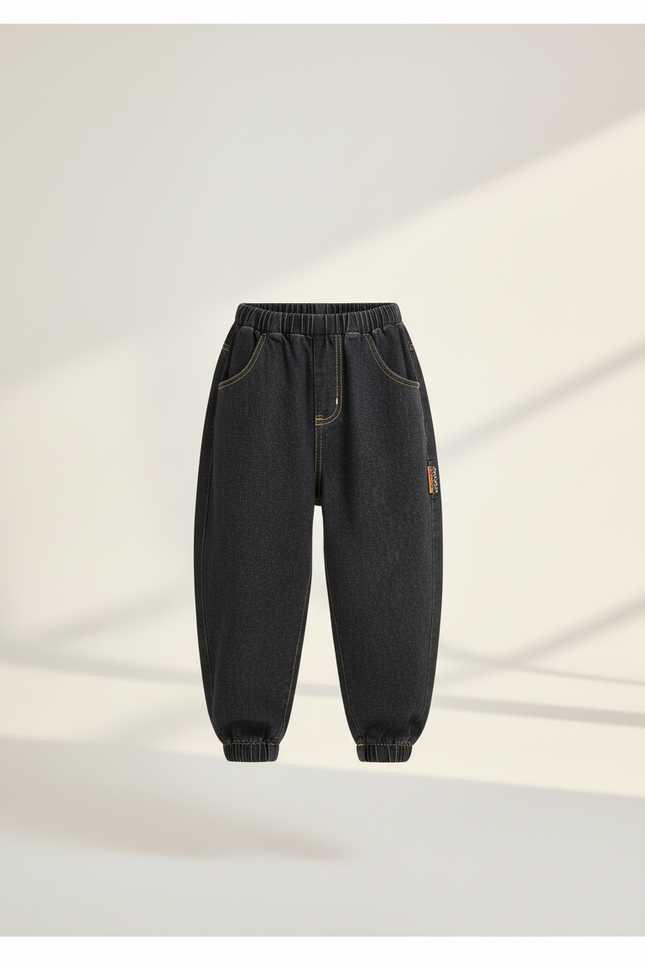 Pantalon Baggy Denim Noir Ample Décontracté Enfant - Jean - vue 3
