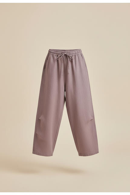 Pantalon Baggy Mauve Ample Lin Cordon Fille - Violet - vue 3
