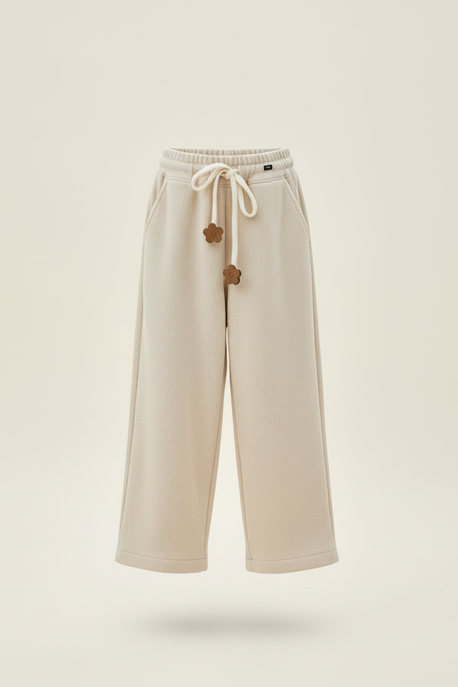 Pantalon Baggy Beige Côtelé Ample Décontracté Fille - Cordé - vue 3