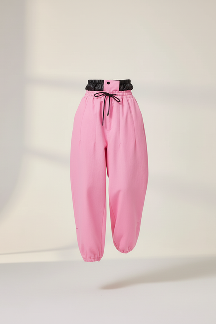 Pantalon Baggy Rose Ample Cordon Fluide Décontracté - Toile - vue 3
