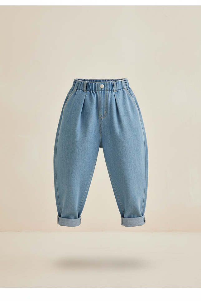 Pantalon Baggy Bleu Jean Ample Enfant Décontracté - vue 3
