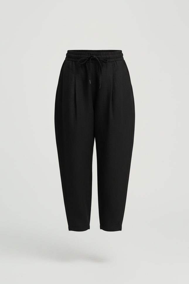 Pantalon Baggy Noir Lin Ample Cordon Enfant - vue 3