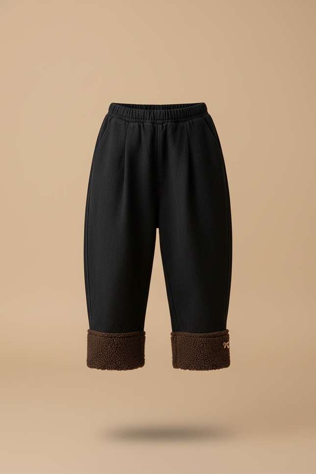Pantalon Baggy Noir Doublé Polaire Hiver Enfant - Molleton - vue 3