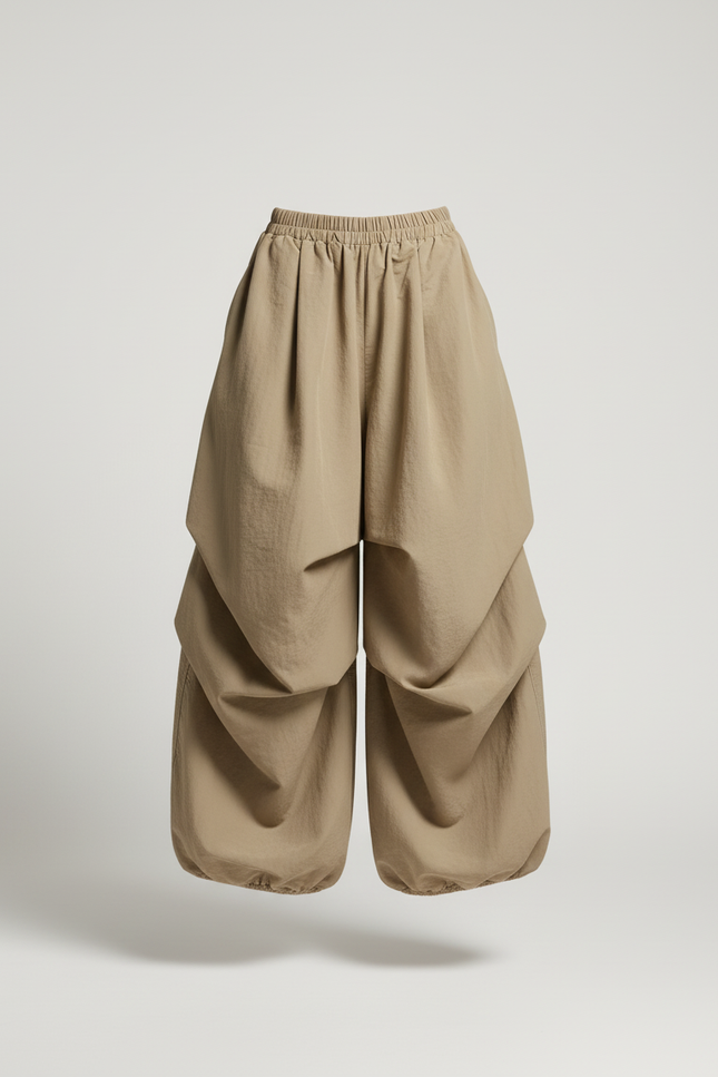 Pantalon Baggy Kaki Fluide Ample Plissé Décontracté - Polyester - vue 3