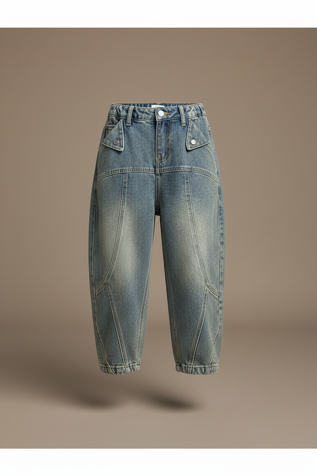 Pantalon Baggy Jean Bleu Vintage Ample Enfant - vue 3