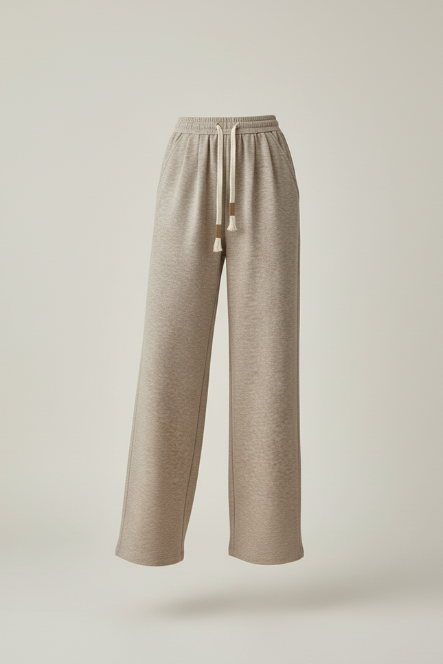Pantalon Baggy Beige Cordon Ample Coton Décontracté - Molleton - vue 3