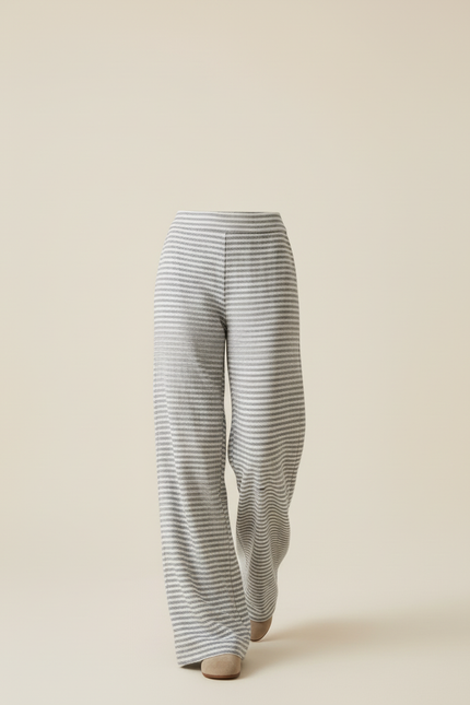 Pantalon Baggy Rayé Gris Ample Fluide Confortable - Maille - vue 3