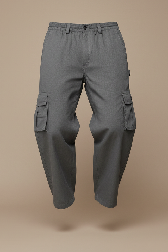 Pantalon Baggy Gris Coton Ample Cargo Homme Décontracté - vue 3