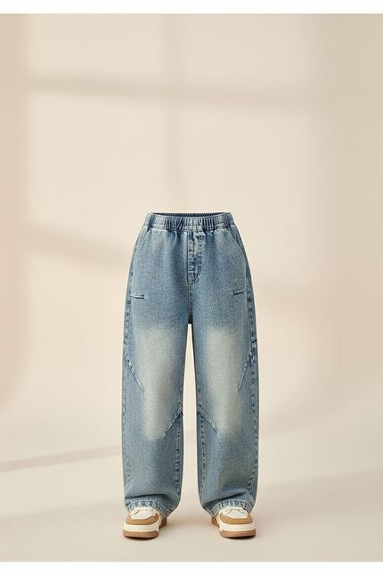 Pantalon Baggy Jean Ample Bleu Délavé Garçon - vue 3