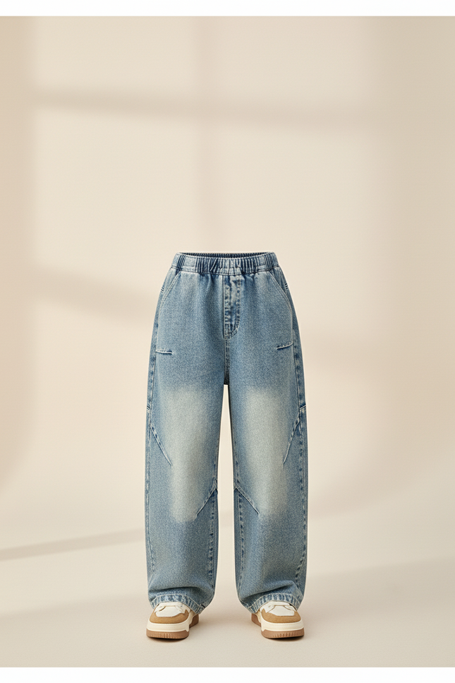 Pantalon Baggy Jean Ample Bleu Délavé Garçon - vue 3