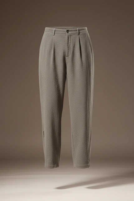 Pantalon Baggy Gris Coton Ample Plissé Décontracté - vue 3