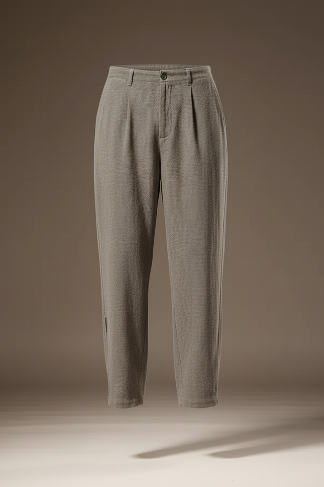 Pantalon Baggy Gris Coton Ample Plissé Décontracté - vue 3