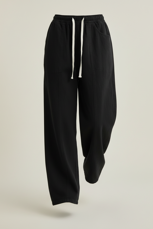 Pantalon Baggy Noir Ample Cordon Décontracté Femme - Molleton - vue 3