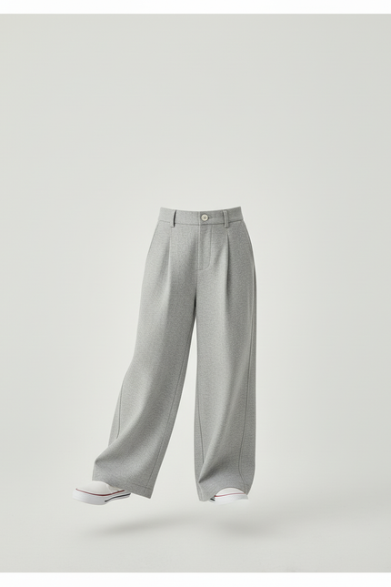 Pantalon Baggy Gris Clair Ample Plissé Fille - Molleton - vue 3