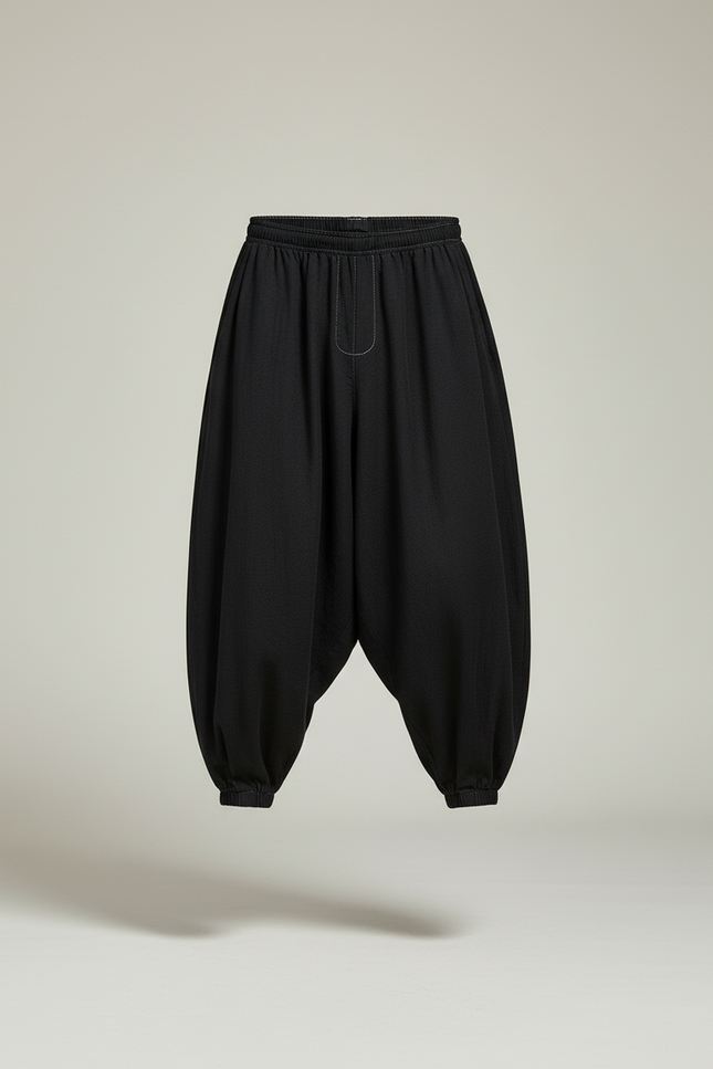 Pantalon Baggy Noir Lin Ample Harem Homme - vue 3
