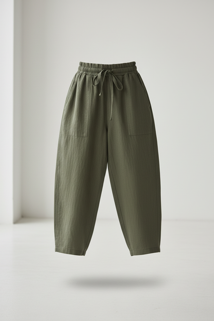 Pantalon Baggy Vert Kaki Lin Ample Décontracté Enfant - vue 3
