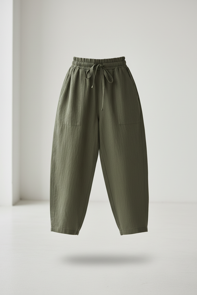 Pantalon Baggy Vert Kaki Lin Ample Décontracté Enfant - vue 3