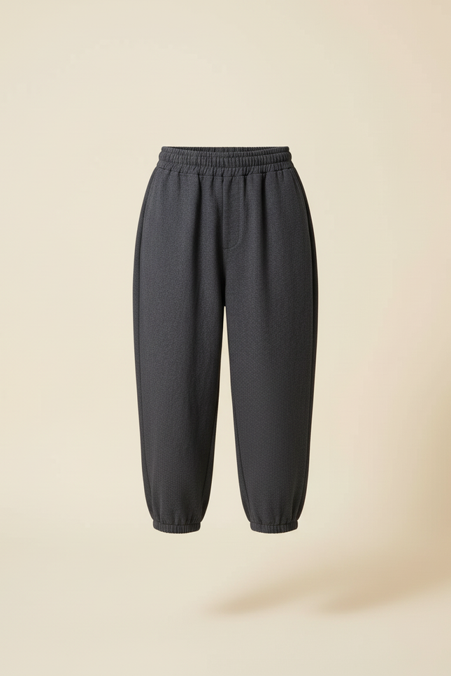 Pantalon Baggy Gris Foncé Ample Élastique Enfant - Laine - vue 3