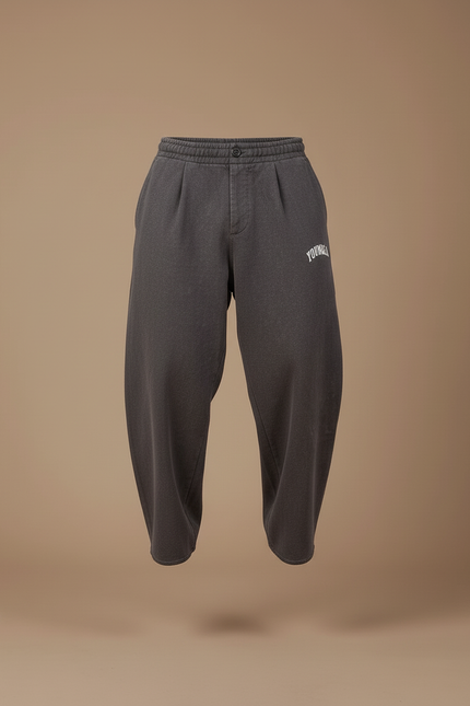 Pantalon Baggy Gris Foncé Ample Coton Imprimé Homme - Molleton - vue 3