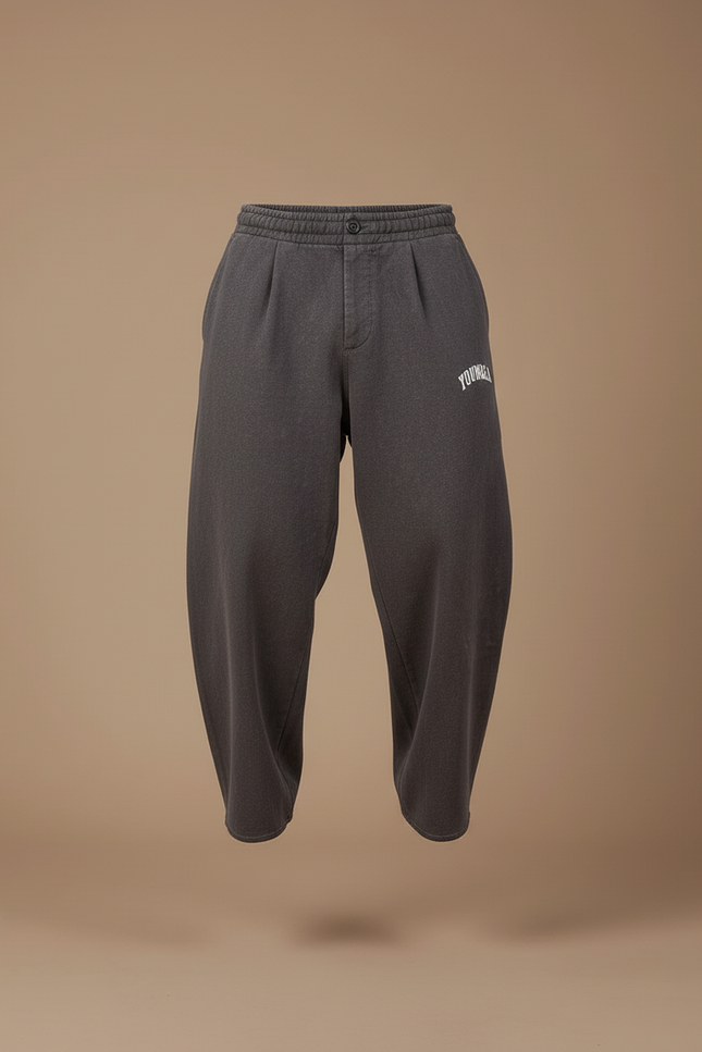 Pantalon Baggy Gris Foncé Ample Coton Imprimé Homme - Molleton - vue 3