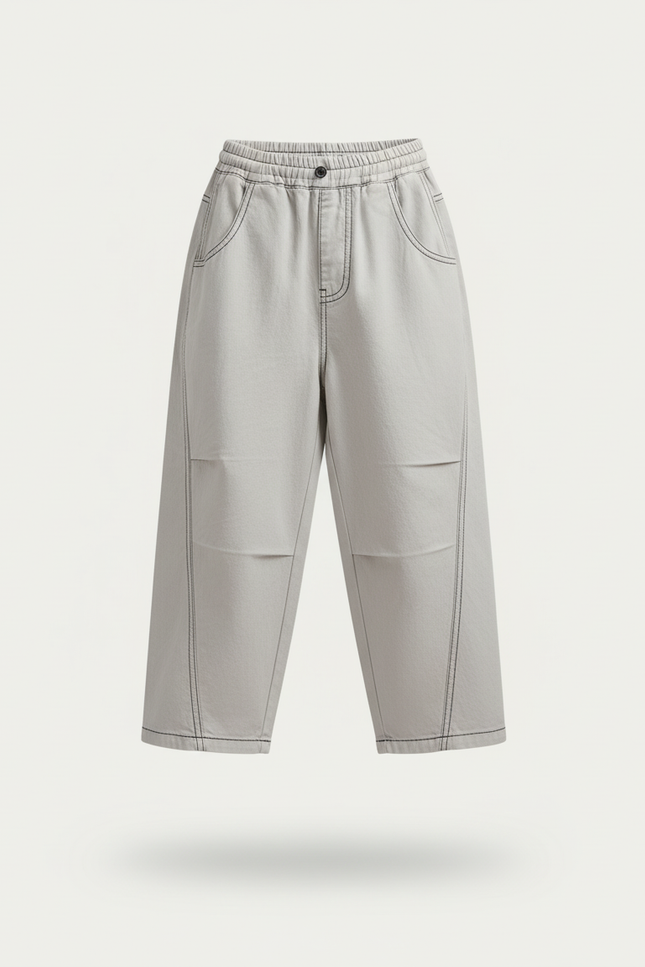 Pantalon Baggy Gris Clair Ample Coton Garçon - vue 3