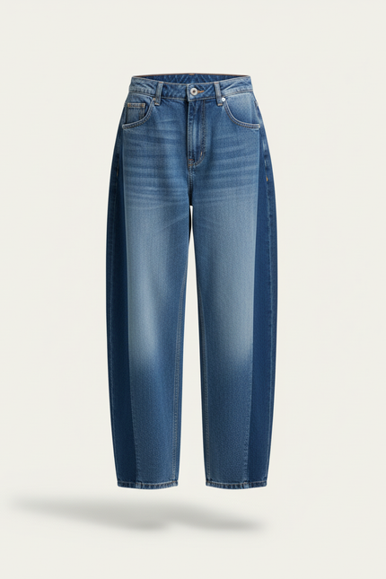 Pantalon Baggy Jean Patchwork Ample Enfant Décontracté - Bleu - vue 3
