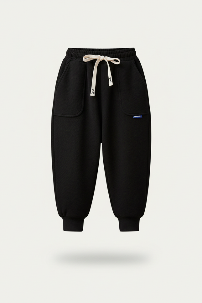 Pantalon Baggy Noir Ample Molletonné Élastiqué Enfant - vue 3