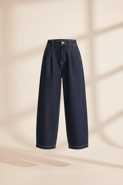 Pantalon Baggy Jean Ample Bleu Fille - Marine - vue 3