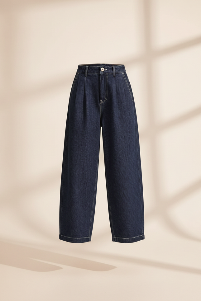 Pantalon Baggy Jean Ample Bleu Fille - Marine - vue 3