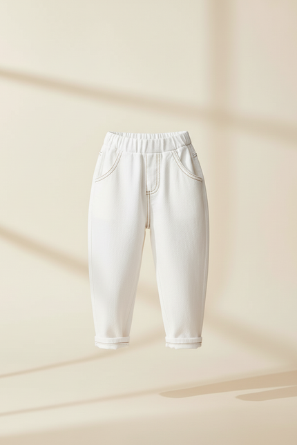 Pantalon Baggy Blanc Ample Coton Casual Enfant - Jean - vue 3