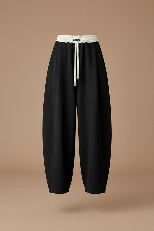 Pantalon Baggy Noir Ample Taille Haute Casual Fille - Molleton - vue 3