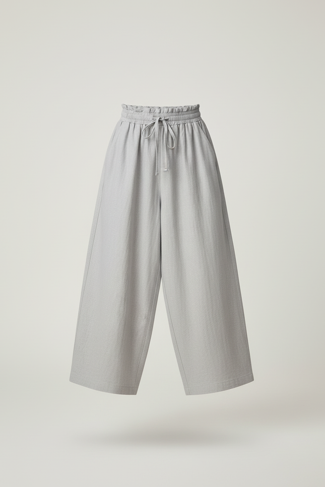 Pantalon Baggy Gris Clair Ample Cordon Enfant - Lin - vue 3