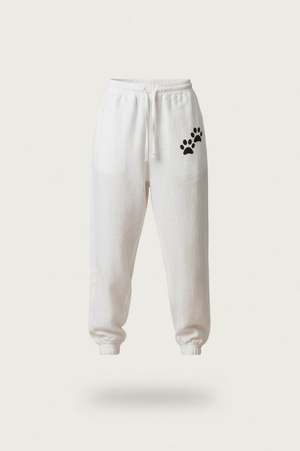 Pantalon Baggy Blanc Coton Ample Patte Chat Décontracté - Lin - vue 3