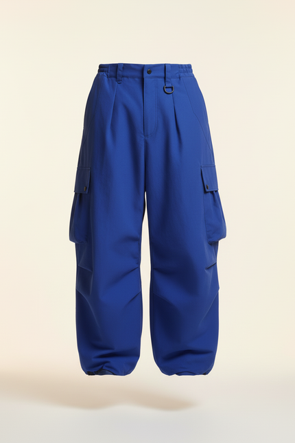 Pantalon Baggy Bleu Cargo Ample Plissé Homme - Polyester - vue 3